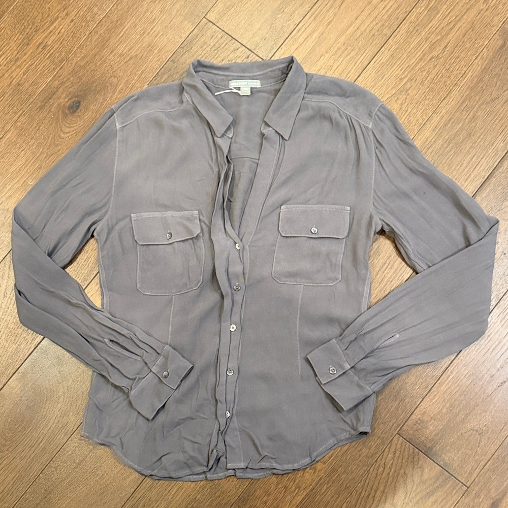 James Perse Button Down Blouse Gray Size 2 C8-002